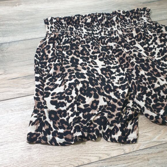 Threedots Leopard Print Women Elastic Waist Shorts XL Lightweight 28 In Waist - Picture 2 of 6